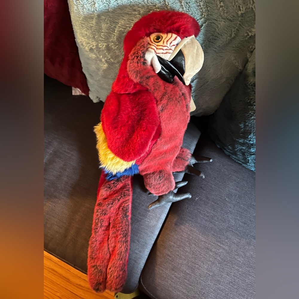 Folkmanis parrot puppet scarlet macaw with tags